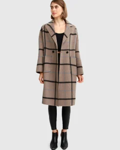 Fashion Belle & Bloom Publisher Double-Breasted Wool Blend Coat - Oat Plaid BreastedWoolBlendCoat-OatPlaid
