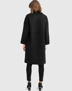 New Belle & Bloom Publisher Double-Breasted Wool Blend Coat - Black BreastedWoolBlendCoat-Black