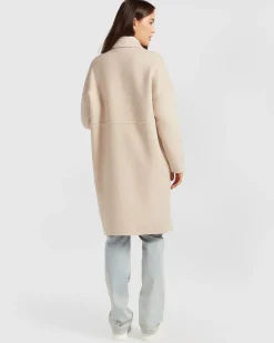 Outlet Belle & Bloom Publisher Double-Breasted Wool Blend Coat - Sand BreastedWoolBlendCoat-Sand