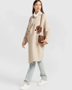Outlet Belle & Bloom Publisher Double-Breasted Wool Blend Coat - Sand BreastedWoolBlendCoat-Sand