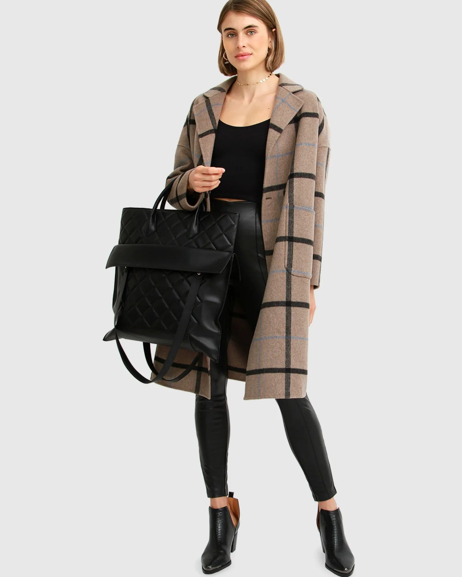 Fashion Belle & Bloom Publisher Double-Breasted Wool Blend Coat - Oat Plaid BreastedWoolBlendCoat-OatPlaid