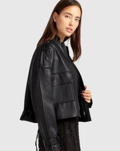 Hot Belle & Bloom Reload Draped Leather Look Jacket - Black