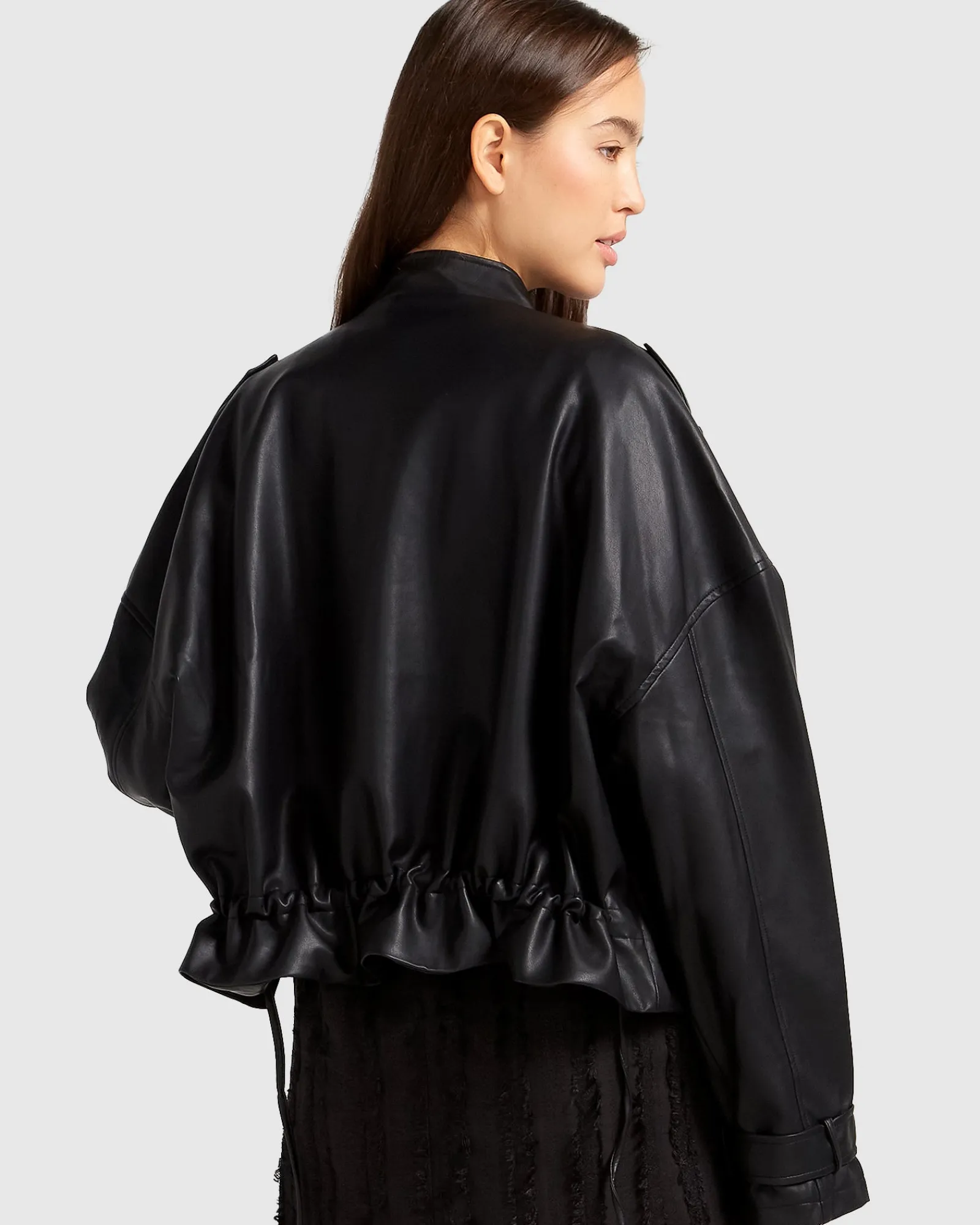 Hot Belle & Bloom Reload Draped Leather Look Jacket - Black