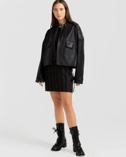 Hot Belle & Bloom Reload Draped Leather Look Jacket - Black