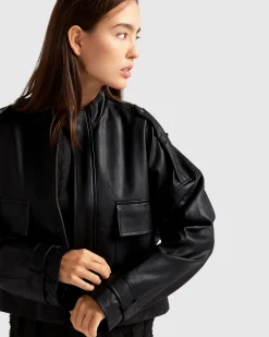 Hot Belle & Bloom Reload Draped Leather Look Jacket - Black