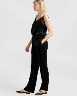 Online Belle & Bloom Reverie Velvet Pant - Black