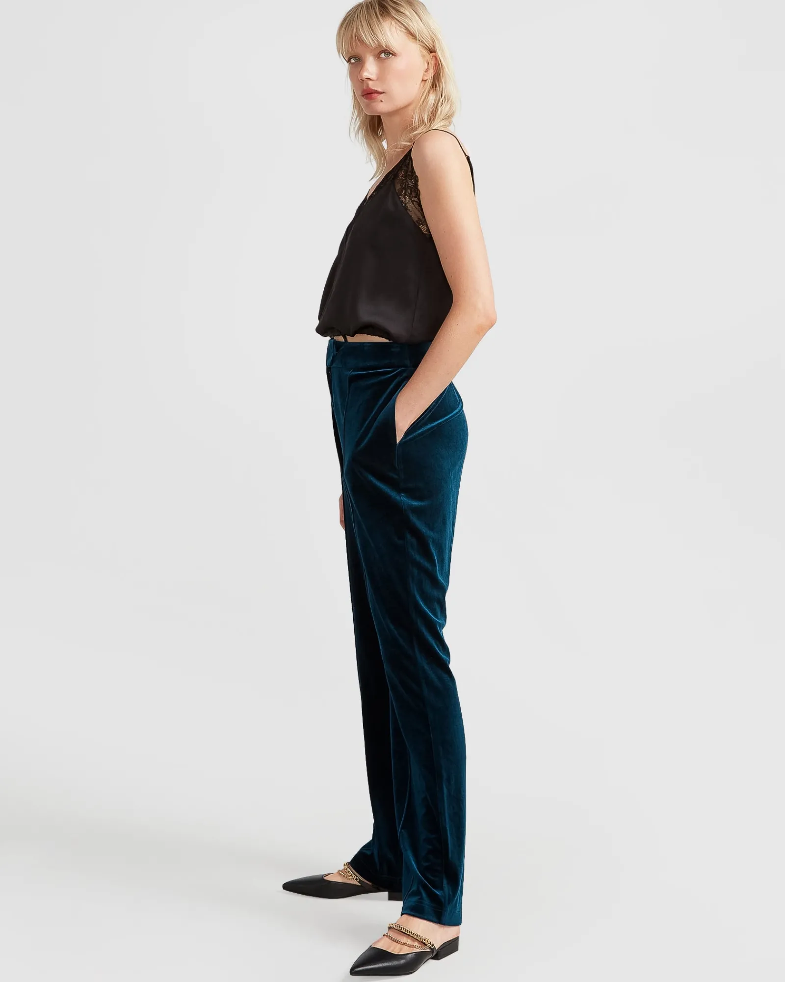 Fashion Belle & Bloom Reverie Velvet Pant - Dark Teal DarkTeal