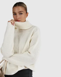 Hot Belle & Bloom Right Here Waiting Open Back Knit - Cream