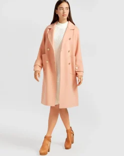 Discount Belle & Bloom Rumour Has It Oversized Wool Blend Coat - Peach Fizz PeachFizz