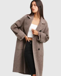 Fashion Belle & Bloom Rumour Has It Oversized Wool Blend Coat - Walnut