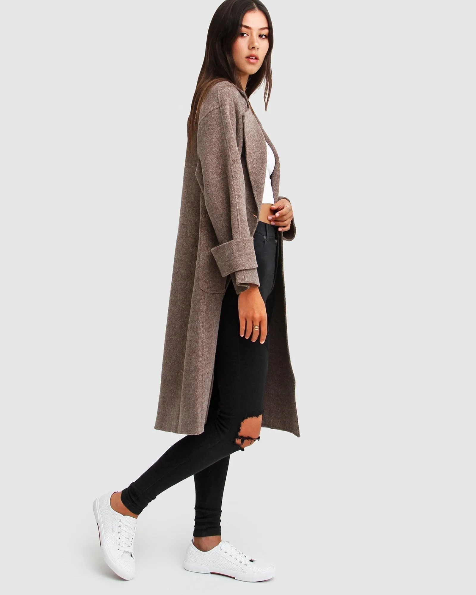 Fashion Belle & Bloom Rumour Has It Oversized Wool Blend Coat - Walnut