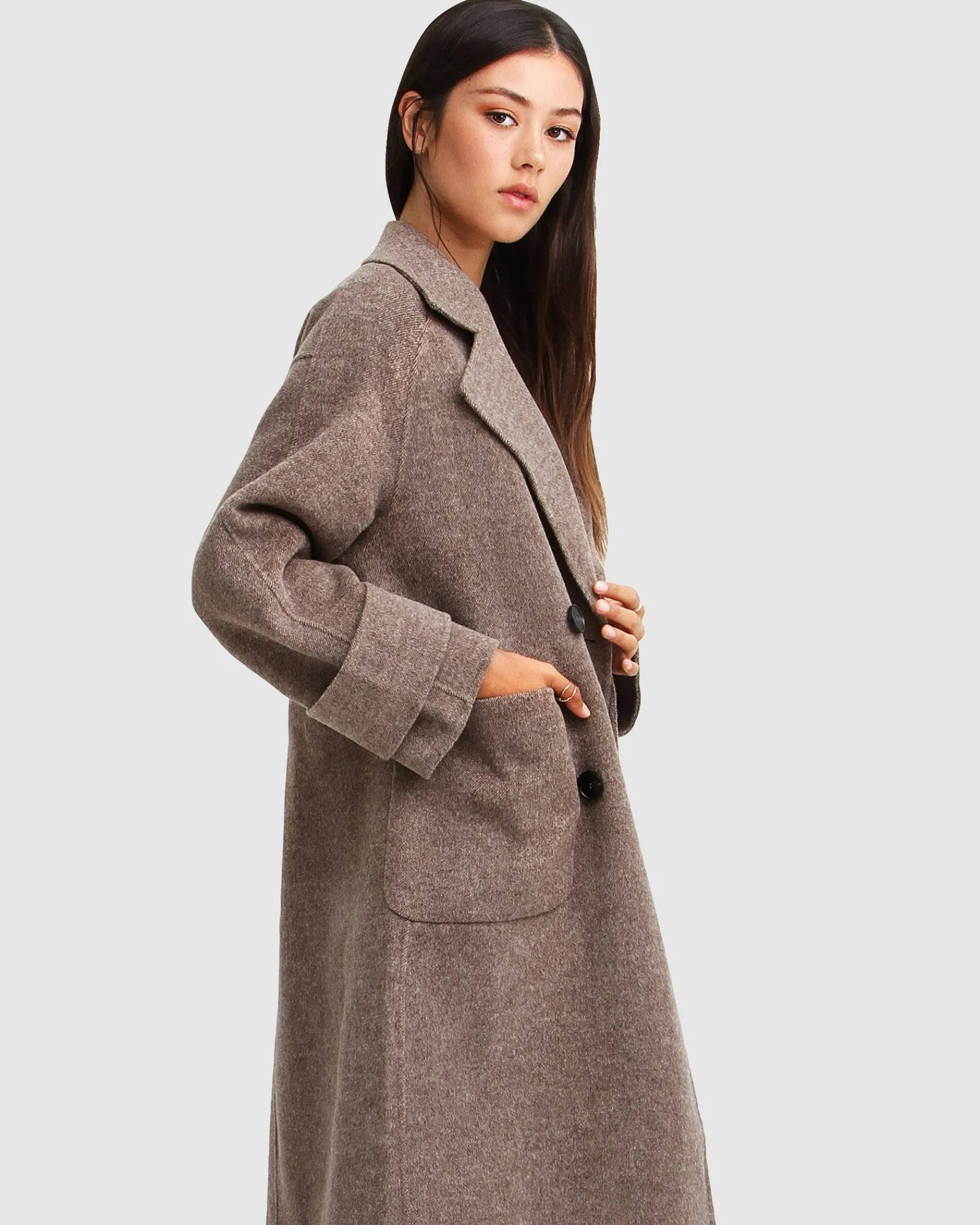 Fashion Belle & Bloom Rumour Has It Oversized Wool Blend Coat - Walnut