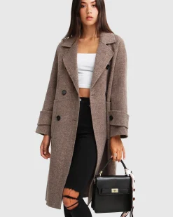 Fashion Belle & Bloom Rumour Has It Oversized Wool Blend Coat - Walnut