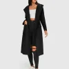 New Belle & Bloom Runaway Wool Blend Robe Coat - Black