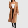 Best Belle & Bloom Runaway Wool Blend Robe Coat - Dark Camel DarkCamel