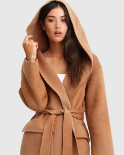 Best Belle & Bloom Runaway Wool Blend Robe Coat - Dark Camel DarkCamel