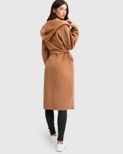 Best Belle & Bloom Runaway Wool Blend Robe Coat - Dark Camel DarkCamel
