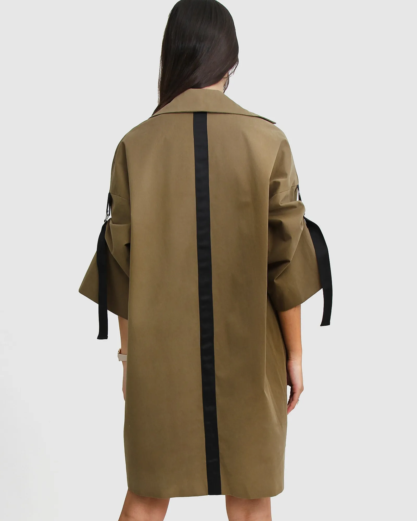 Fashion Belle & Bloom Russian Romance Oversized Trench Coat - Military