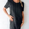 Hot Belle & Bloom Star Child Textured Mini Dress - Black
