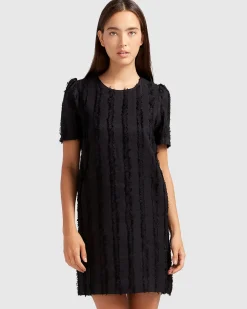 Hot Belle & Bloom Star Child Textured Mini Dress - Black