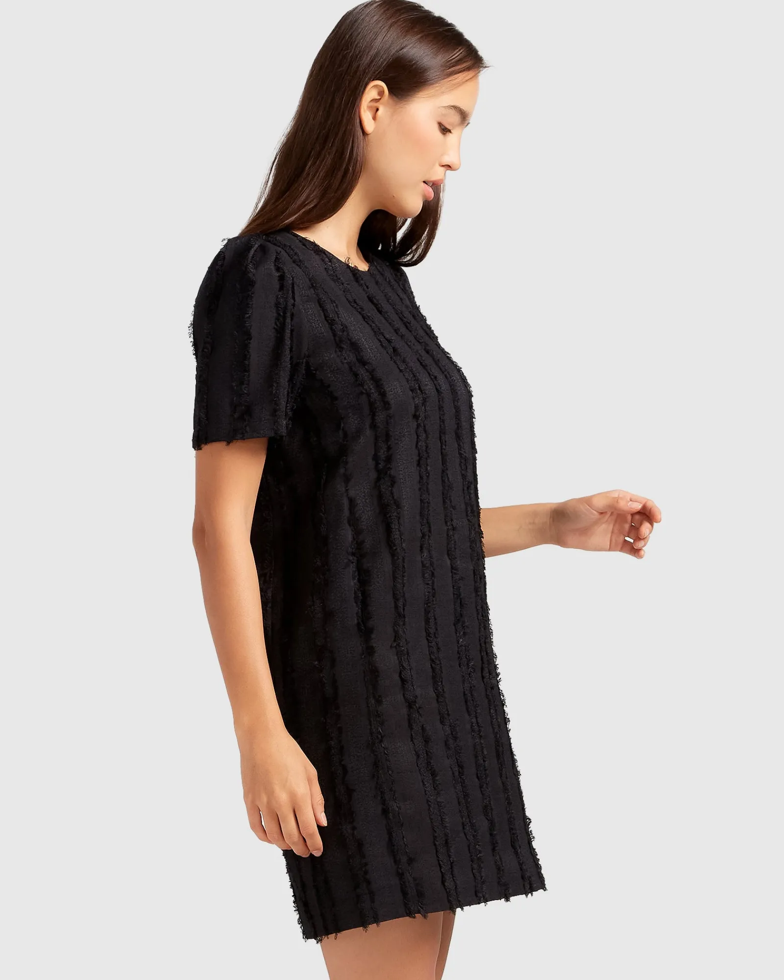 Hot Belle & Bloom Star Child Textured Mini Dress - Black