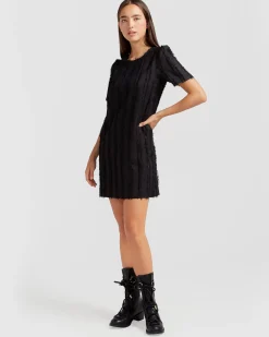 Hot Belle & Bloom Star Child Textured Mini Dress - Black