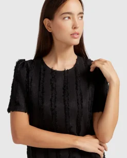 Hot Belle & Bloom Star Child Textured Mini Dress - Black