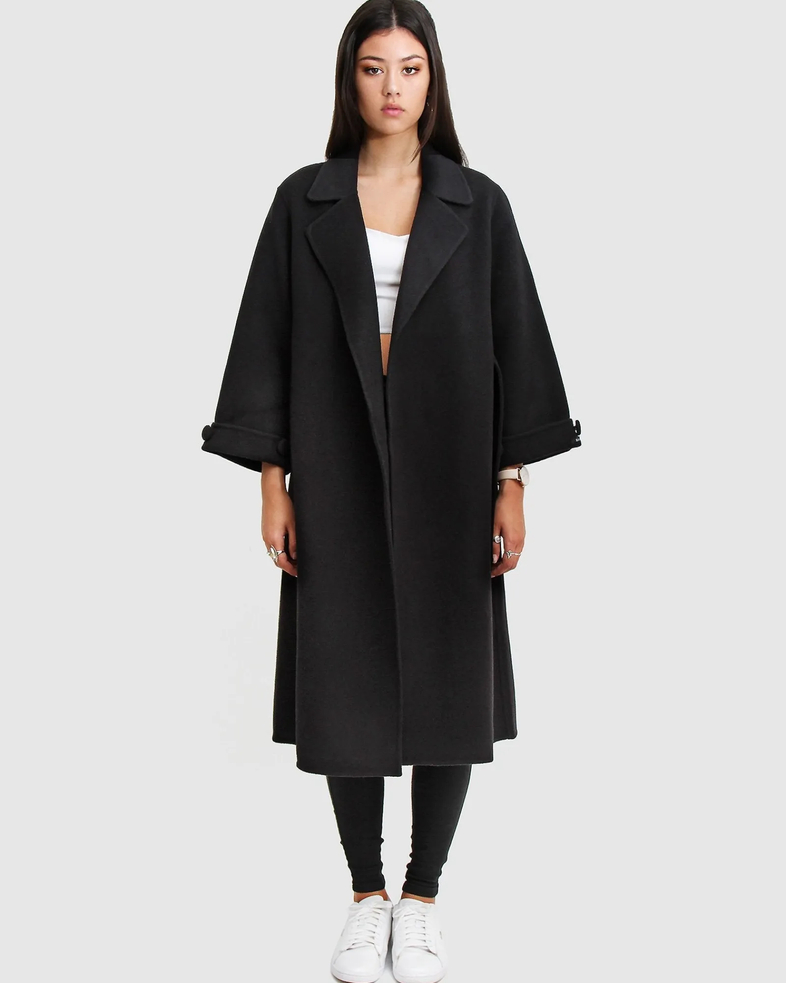 Online Belle & Bloom Stay Wild Oversized Wool Coat - Black
