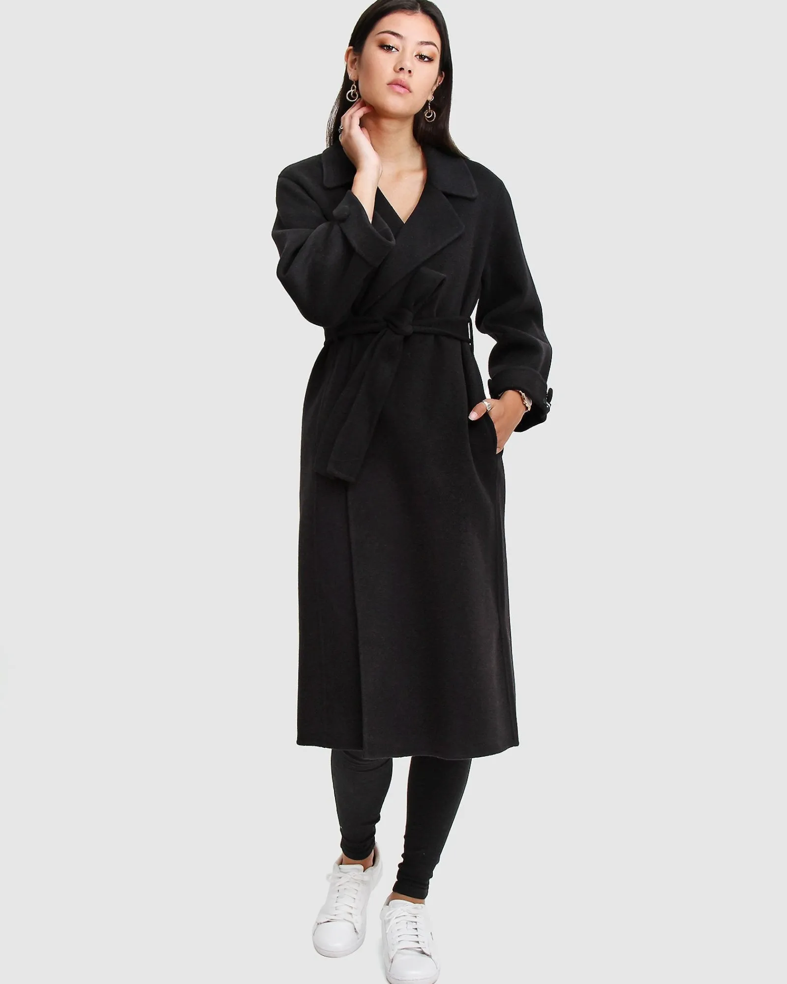 Online Belle & Bloom Stay Wild Oversized Wool Coat - Black