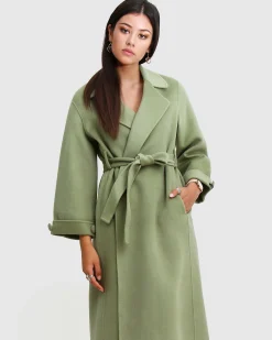 Outlet Belle & Bloom Stay Wild Oversized Wool Coat - Grass