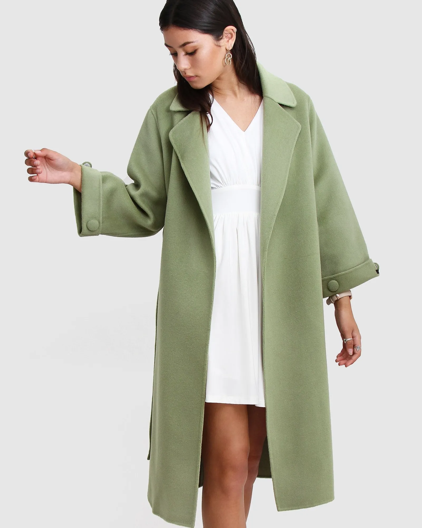 Outlet Belle & Bloom Stay Wild Oversized Wool Coat - Grass