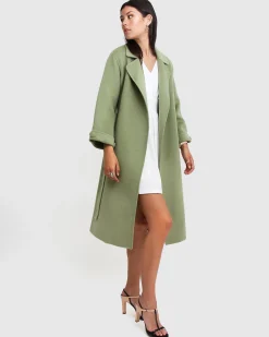 Outlet Belle & Bloom Stay Wild Oversized Wool Coat - Grass