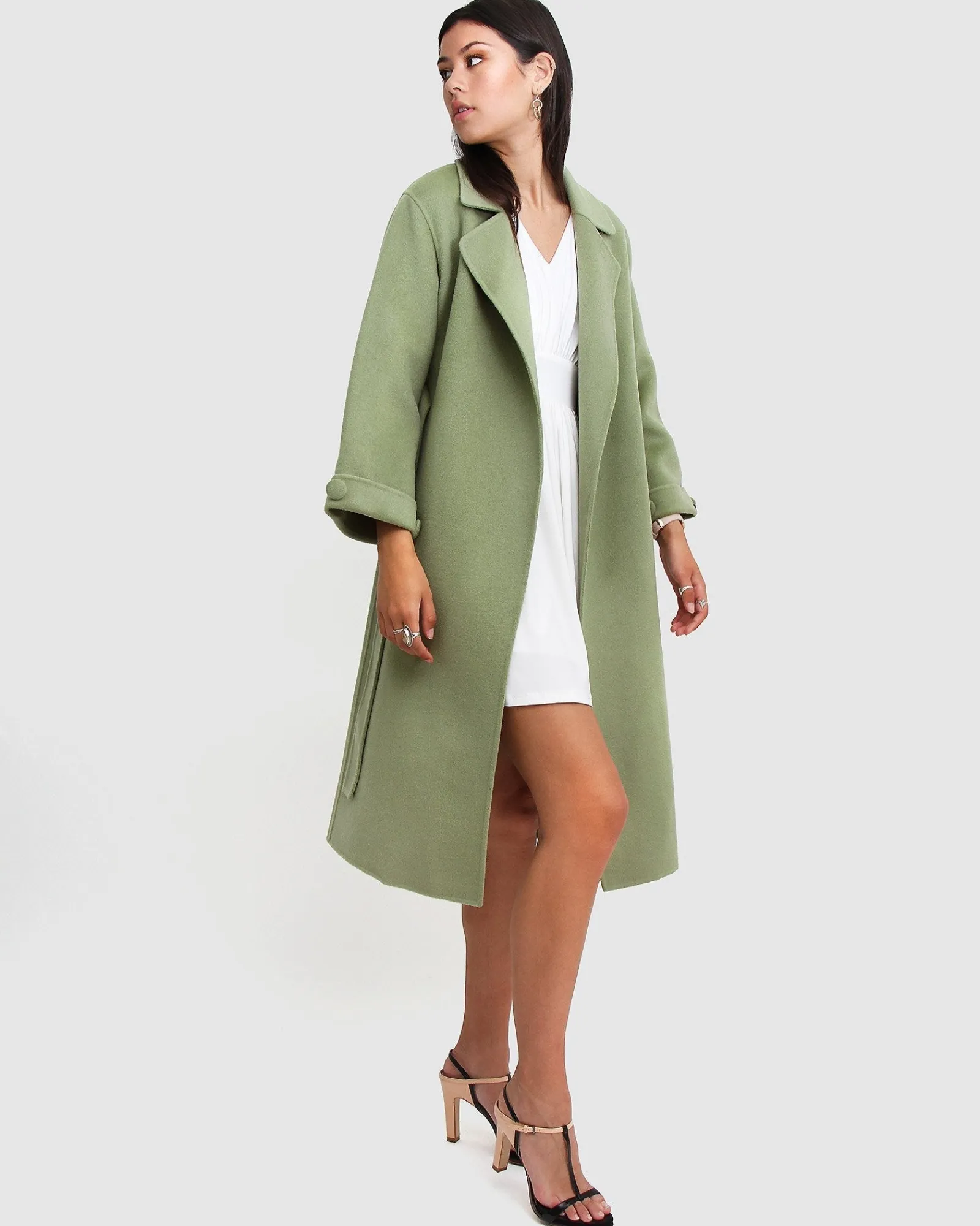 Outlet Belle & Bloom Stay Wild Oversized Wool Coat - Grass