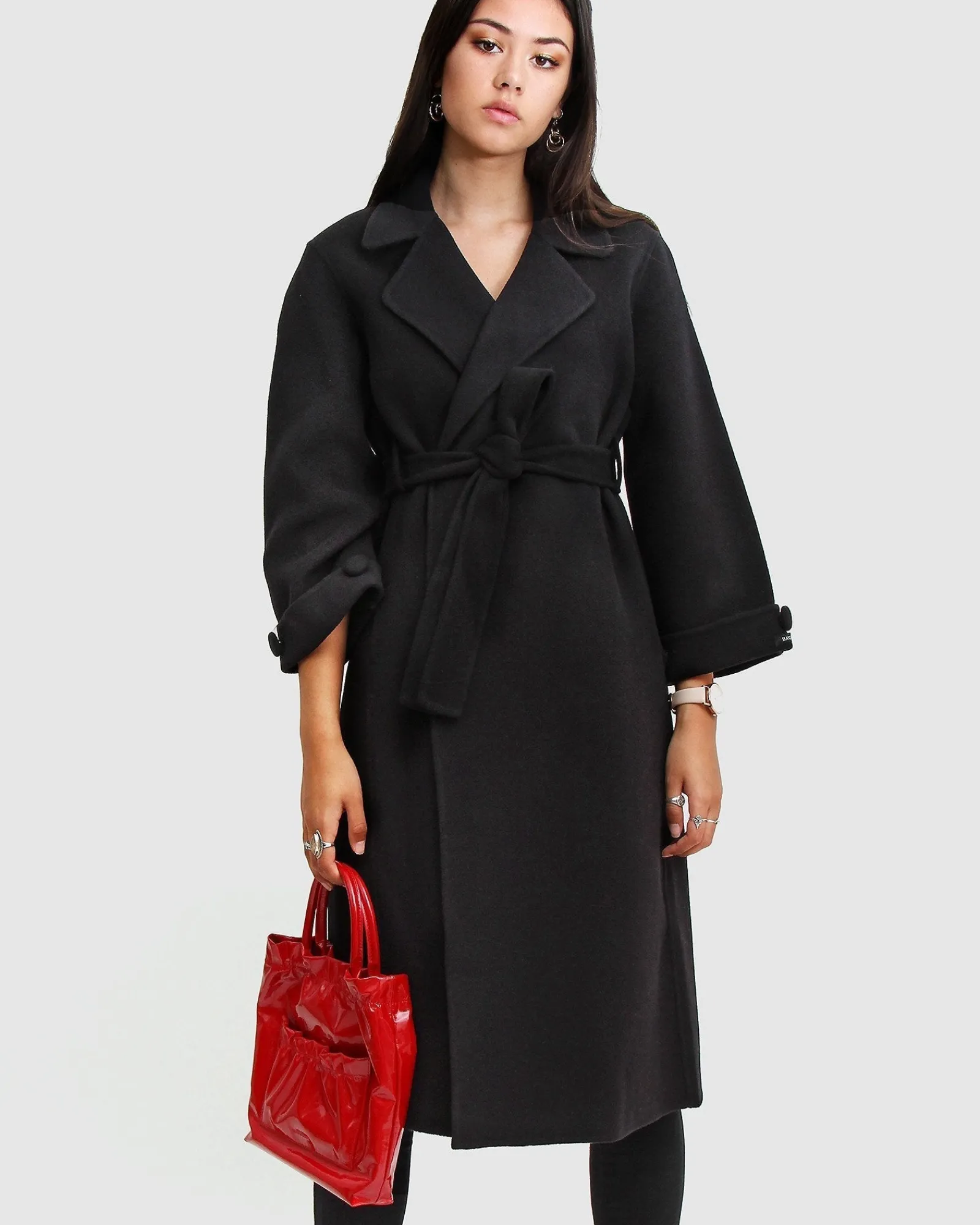 Online Belle & Bloom Stay Wild Oversized Wool Coat - Black