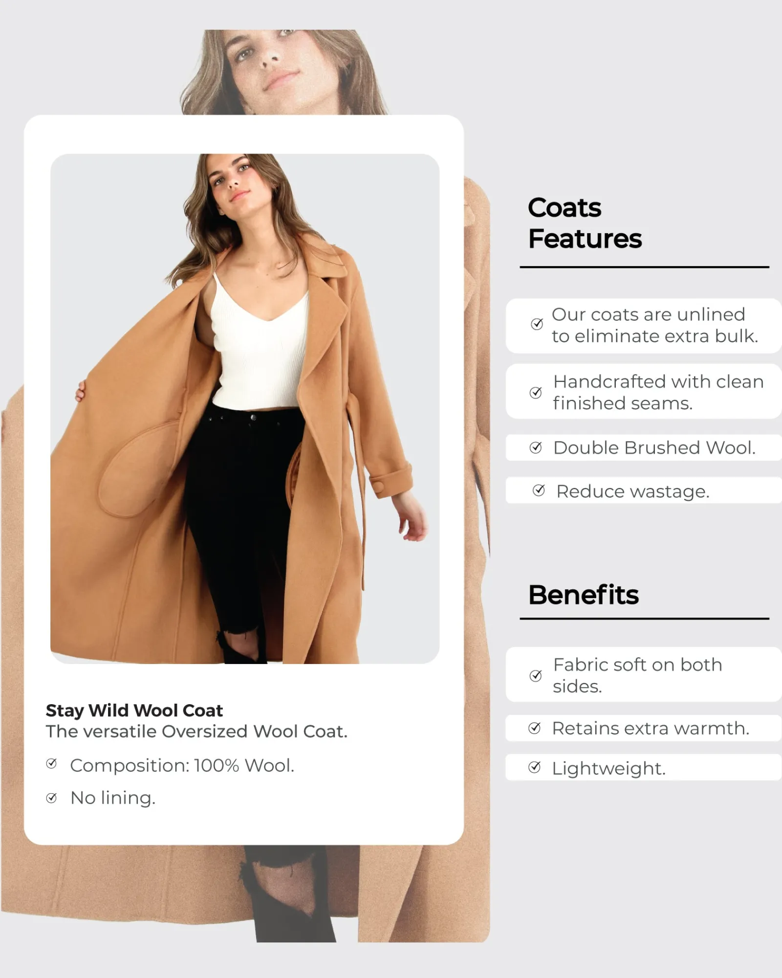 Outlet Belle & Bloom Stay Wild Oversized Wool Coat - Grass