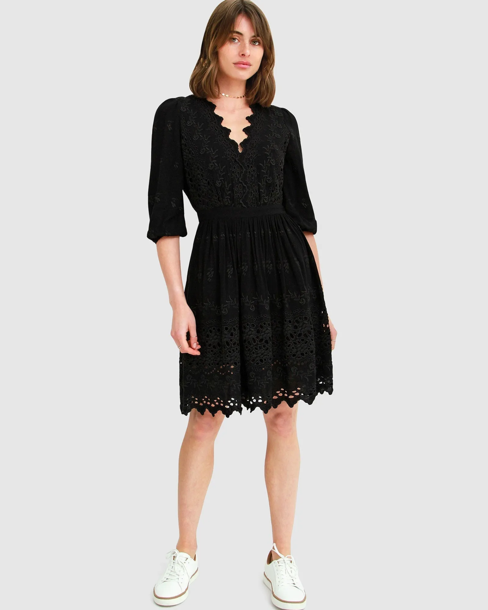Online Belle & Bloom Sweet Talk Eyelet Mini Dress - Black