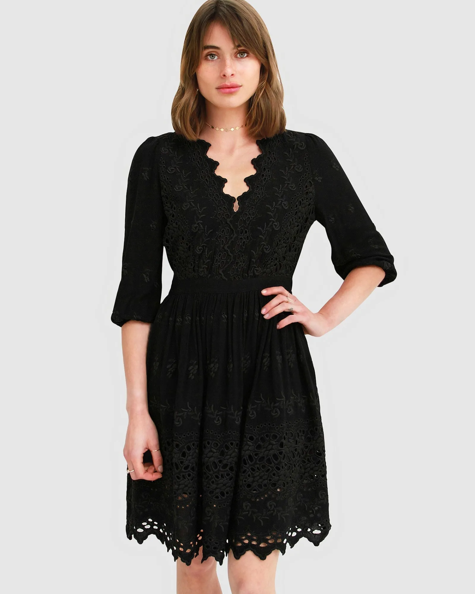Online Belle & Bloom Sweet Talk Eyelet Mini Dress - Black