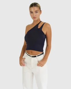 Sale Belle & Bloom Symphony Double Strap Knit Crop - Navy