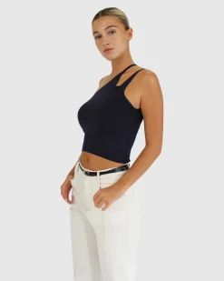 Sale Belle & Bloom Symphony Double Strap Knit Crop - Navy