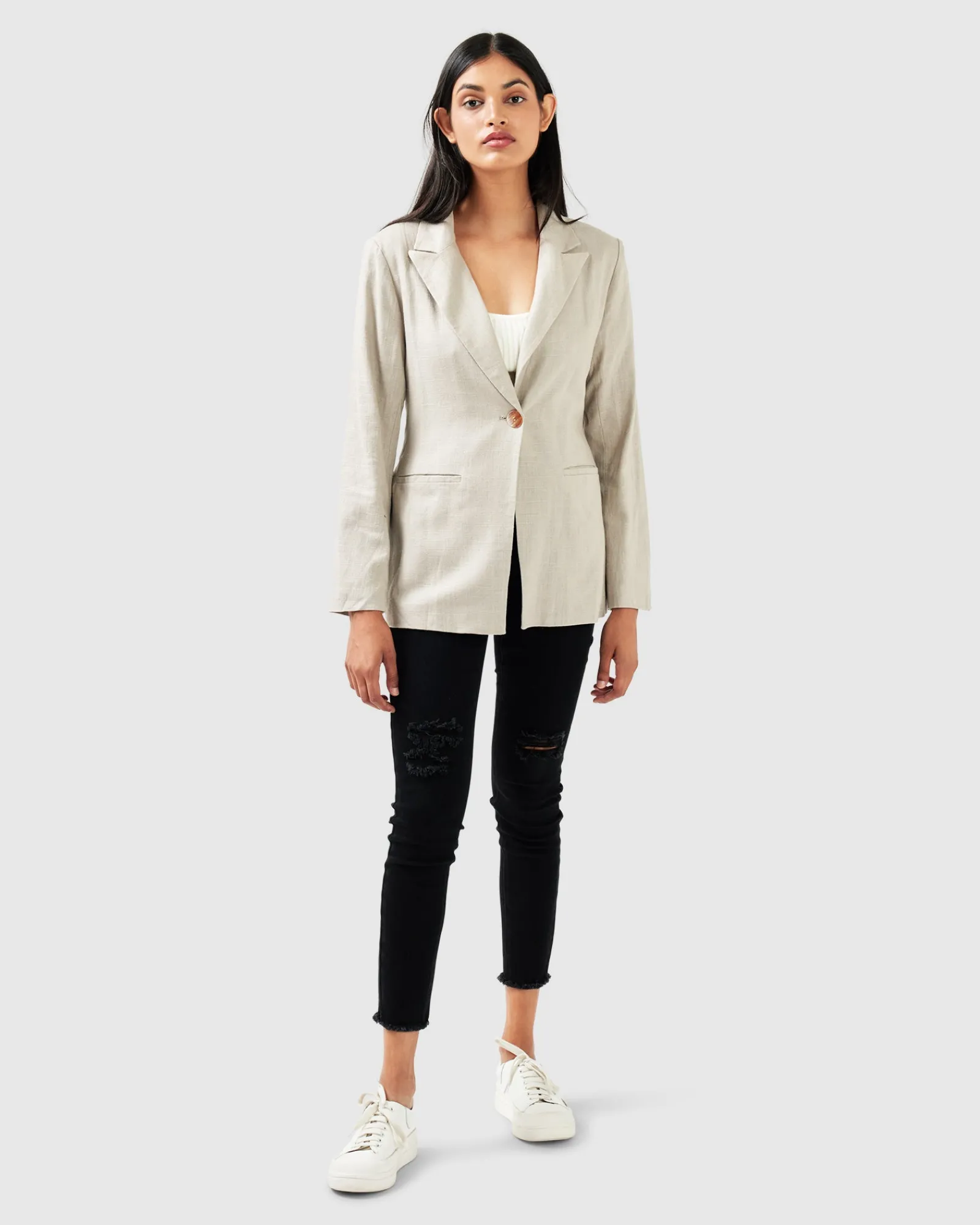 Sale Belle & Bloom Synergy Wrap Blazer - Warm Grey WarmGrey