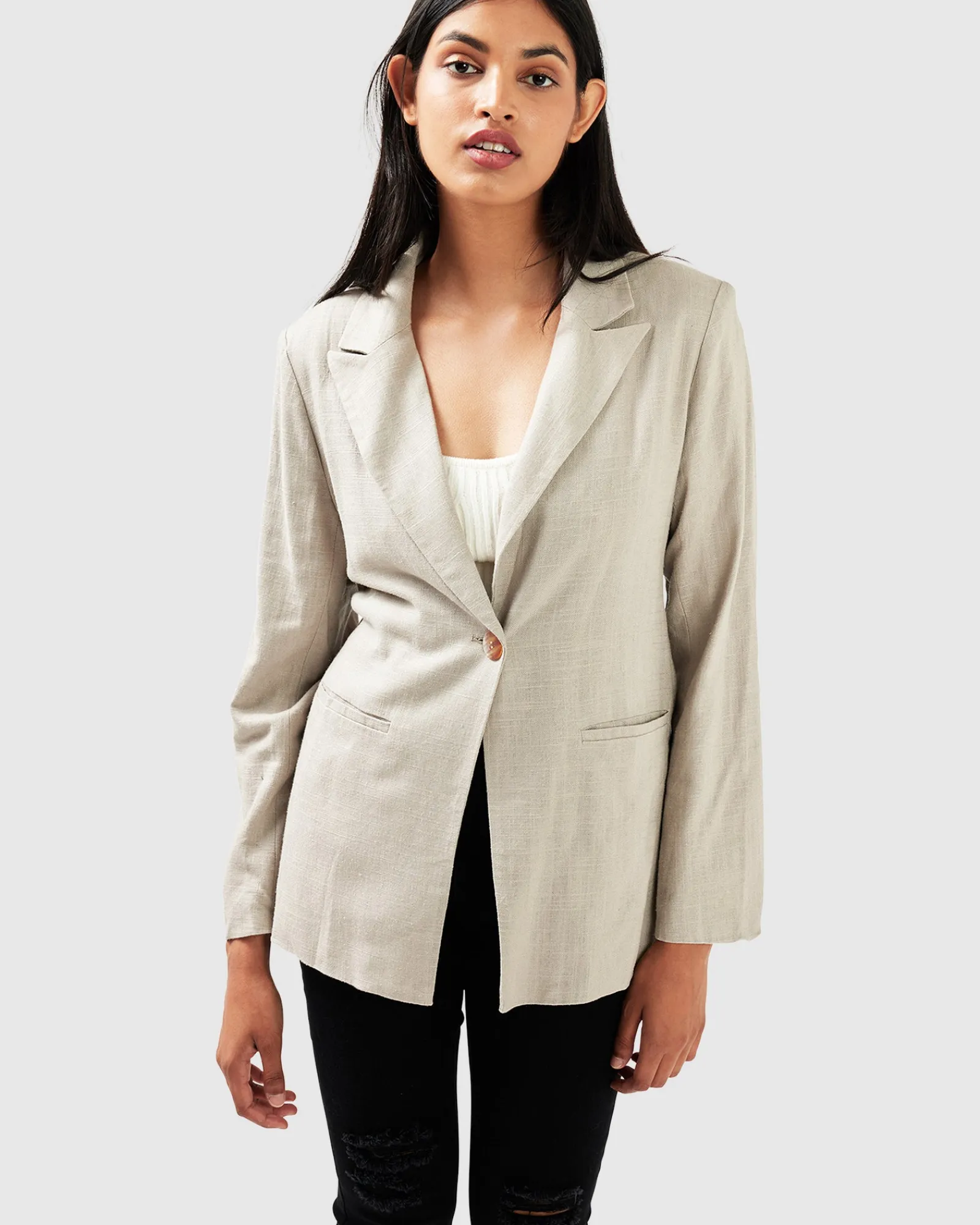 Sale Belle & Bloom Synergy Wrap Blazer - Warm Grey WarmGrey