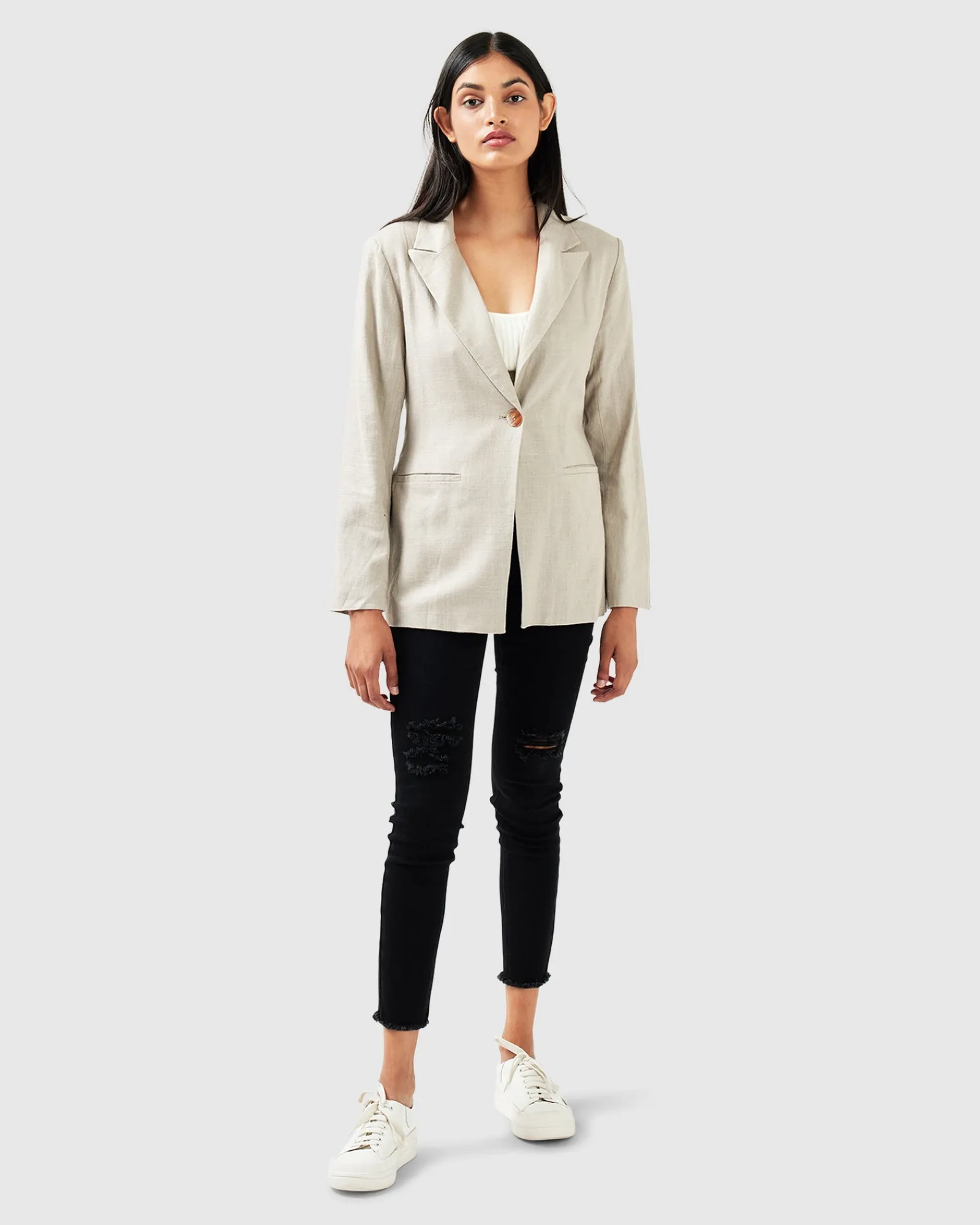 Sale Belle & Bloom Synergy Wrap Blazer - Warm Grey WarmGrey