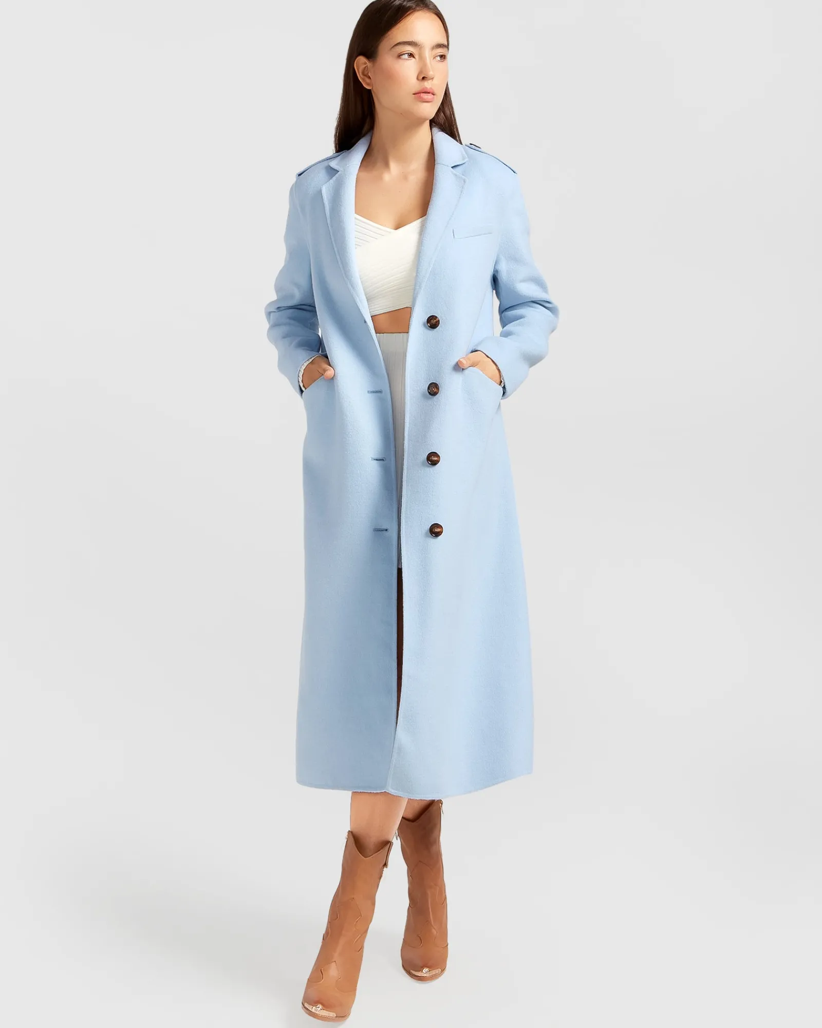 Best Belle & Bloom Tainted Love Longline Coat - Sky Blue SkyBlue