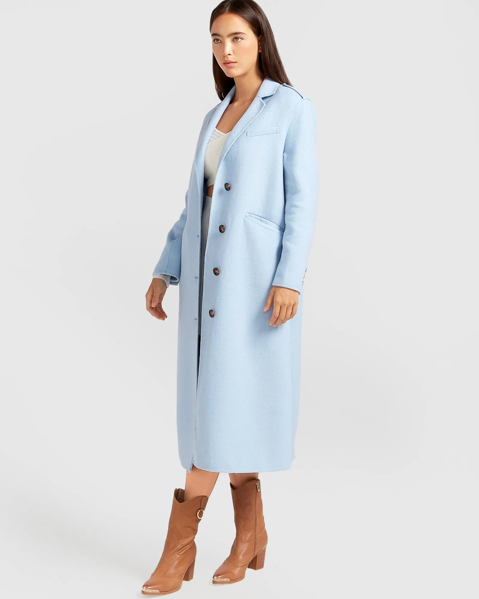 Best Belle & Bloom Tainted Love Longline Coat - Sky Blue SkyBlue