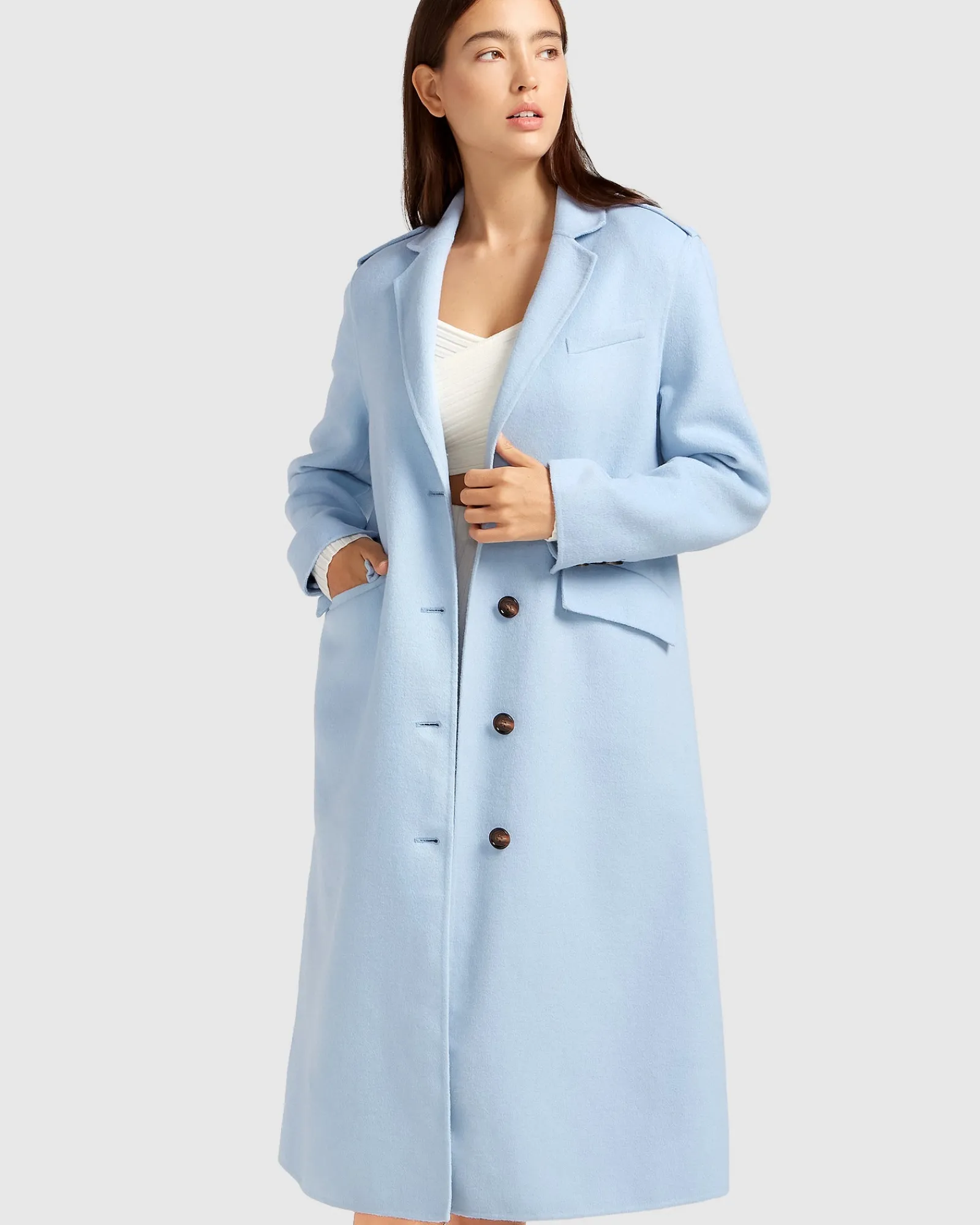 Best Belle & Bloom Tainted Love Longline Coat - Sky Blue SkyBlue