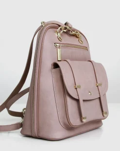 Hot Belle & Bloom 5th Ave Leather Backpack - Dusty Pink DustyPink
