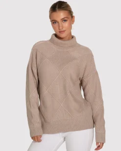 Discount Belle & Bloom The Academy Turtleneck Jumper - Oat