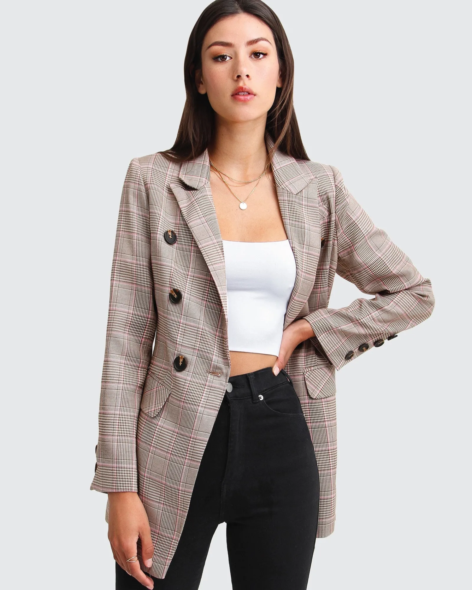 Outlet Belle & Bloom Too Cool For Work Plaid Blazer - Brown
