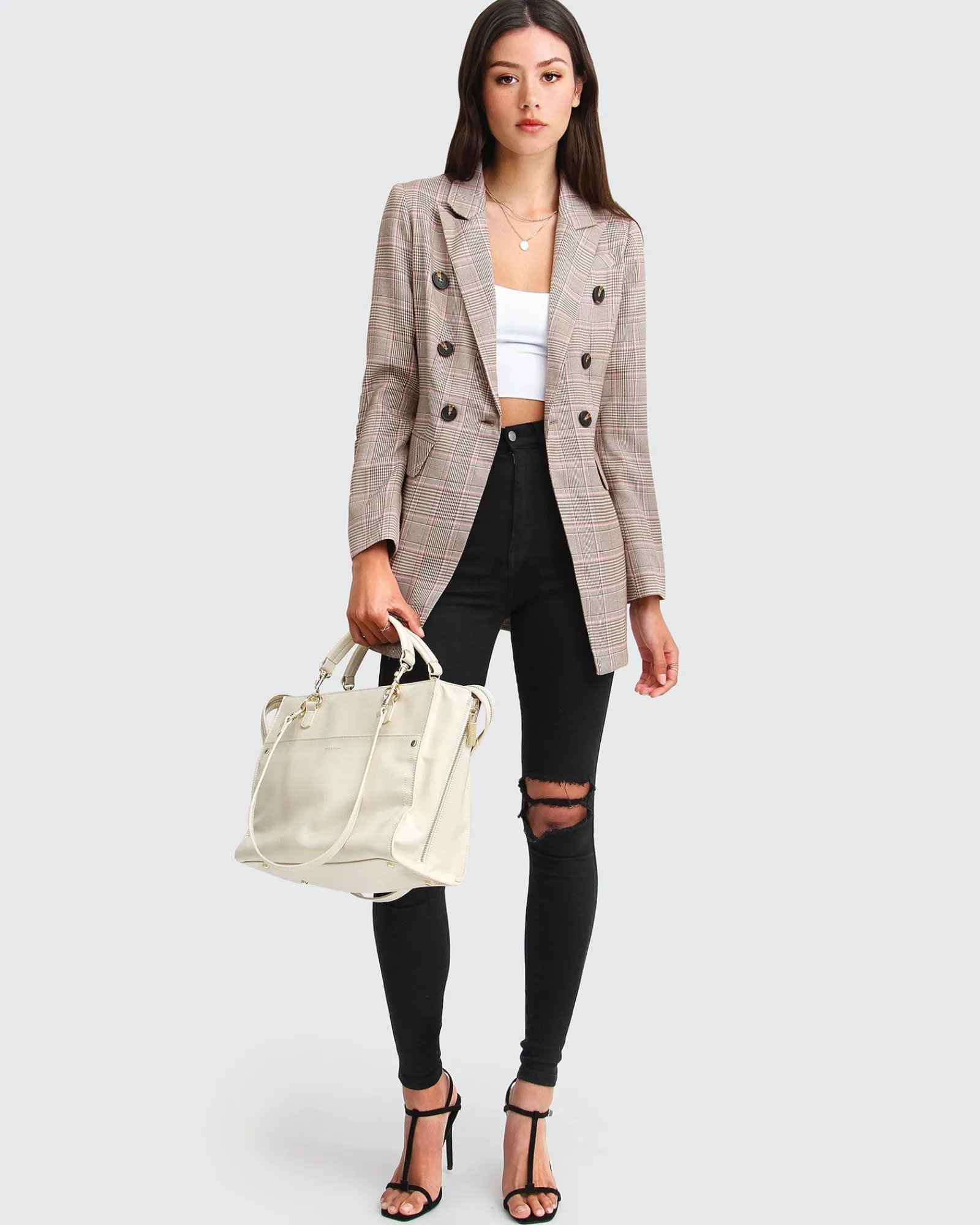 Outlet Belle & Bloom Too Cool For Work Plaid Blazer - Brown
