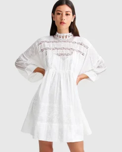 New Belle & Bloom Unforgettable Oversized Lace Mini Dress - White
